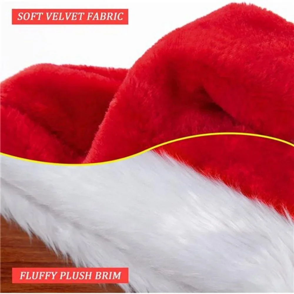 Christmas Hat, Santa Hat, Xmas Holiday Hat for Adults, Unisex Velvet Classic Hat